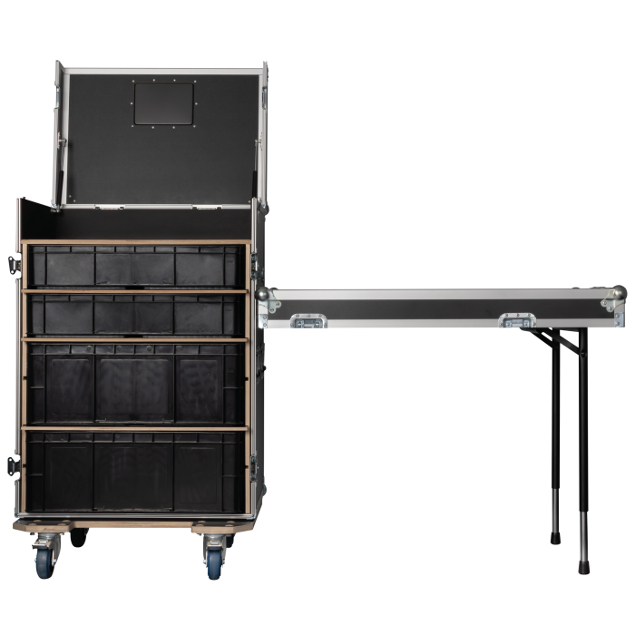 SHOWGEAR Storage Case 2 – Met 4 kratten en 2 werkoppervlakken Diverse kisten J&H licht en geluid 3 SHOWGEAR Storage Case 2 – Met 4 kratten en 2 werkoppervlakken Diverse kisten J&H licht en geluid 3