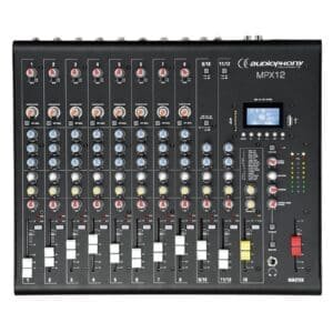 Audiophony MPX12 – 12-kanaals live mixer met effecten en mediaspeler Live mixers J&H licht en geluid