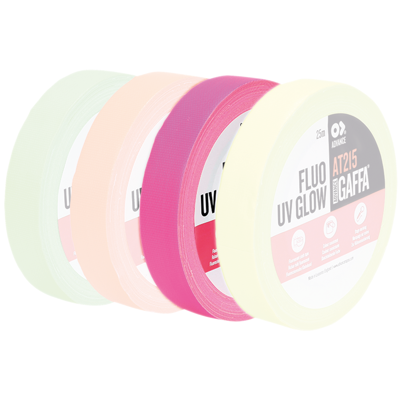 ADVANCE AT215 fluorescerende gaffa tape roze 19 mm x 25 m Podium accessoires J&H licht en geluid ADVANCE AT215 fluorescerende gaffa tape roze 19 mm x 25 m Podium accessoires J&H licht en geluid