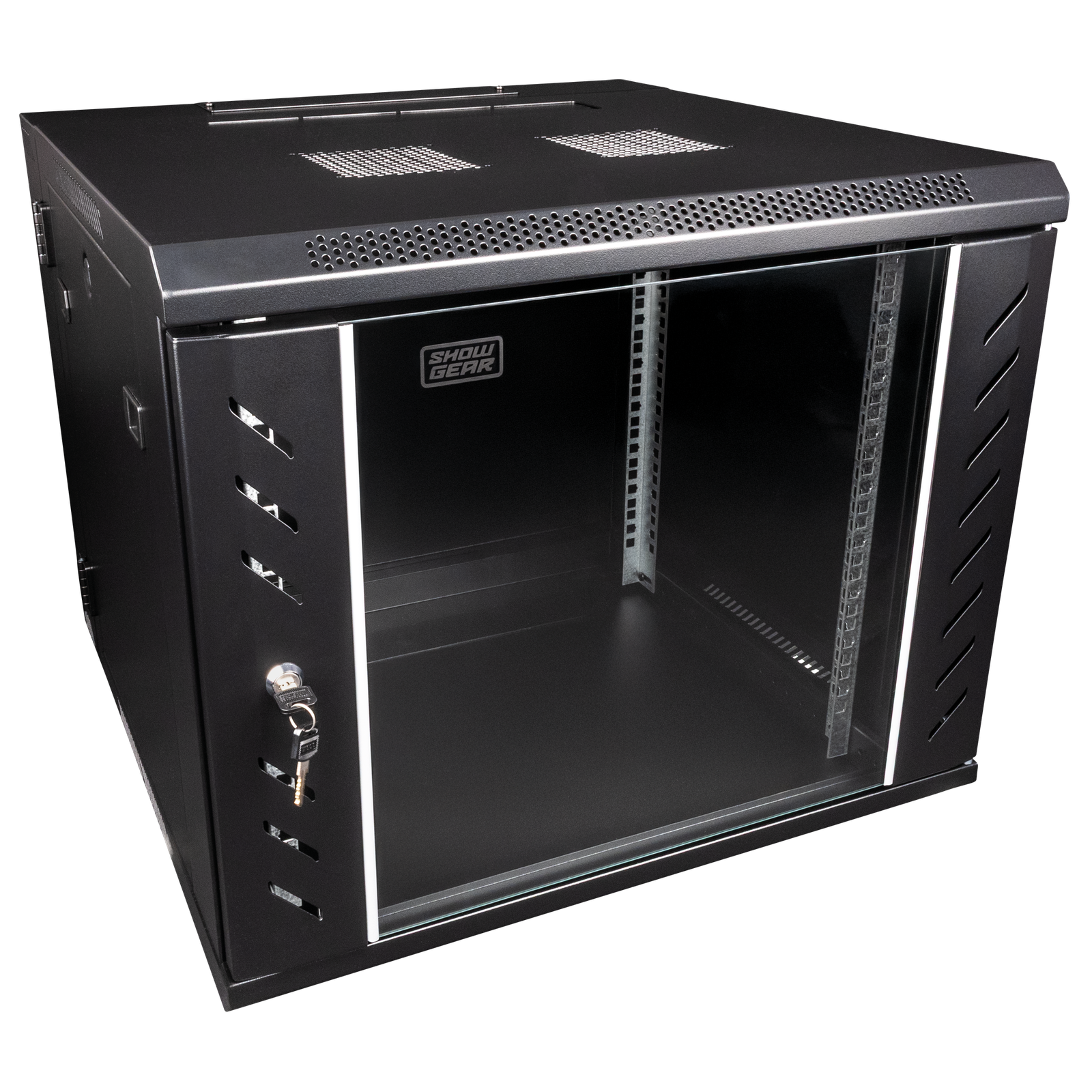 Showgear RCA-WMH-9 9U wandnetwerkkast met glazen deur hoezen en kisten J&H licht en geluid Showgear RCA-WMH-9 9U wandnetwerkkast met glazen deur hoezen en kisten J&H licht en geluid
