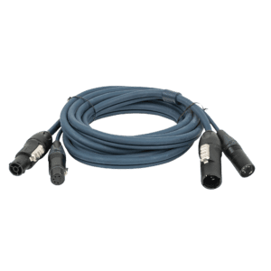 DAP FP-14 hybride powerCON TRUE1 en 5-polige XLR kabel 15 m blauw