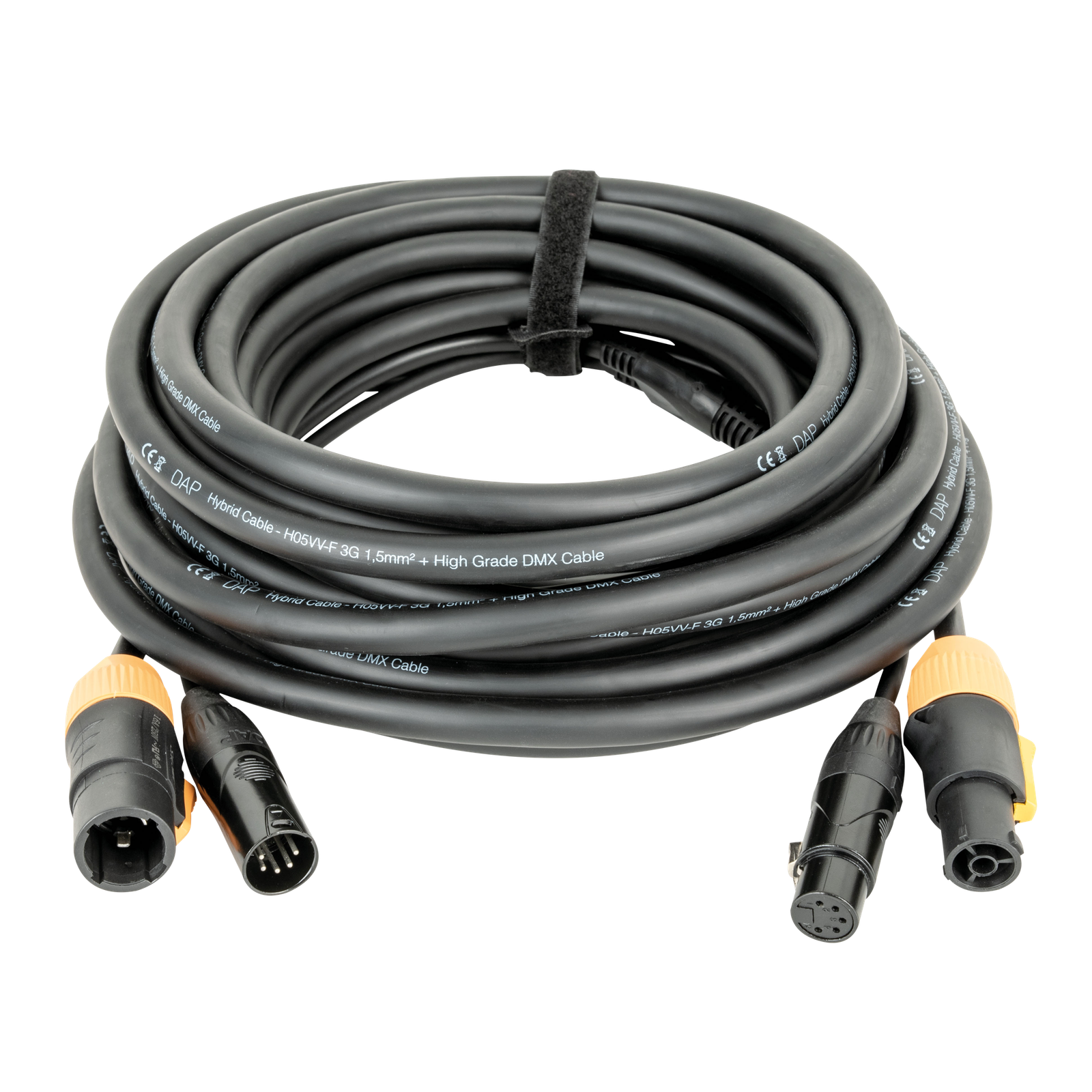 DAP FP23 hybride Power Pro True en 5-polige XLR kabel 15 m zwart Gecombineerde stroom- en lichtsignaalkabels J&H licht en geluid DAP FP23 hybride Power Pro True en 5-polige XLR kabel 15 m zwart Gecombineerde stroom- en lichtsignaalkabels J&H licht en geluid