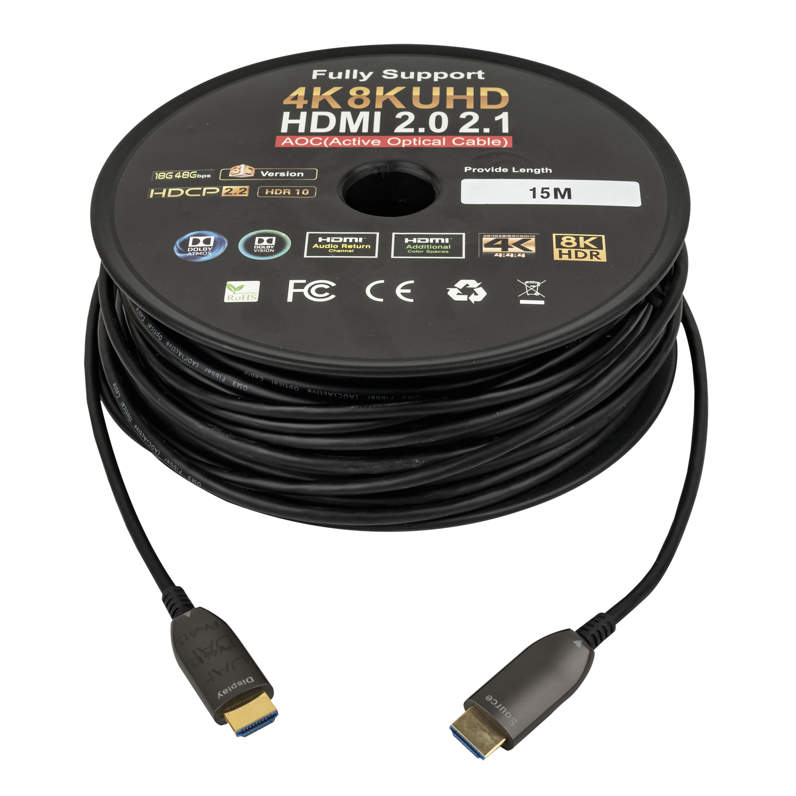 DAP HDMI 2.1 AOC 8K glasvezelkabel 15 m verguld AV-kabels J&H licht en geluid DAP HDMI 2.1 AOC 8K glasvezelkabel 15 m verguld AV-kabels J&H licht en geluid