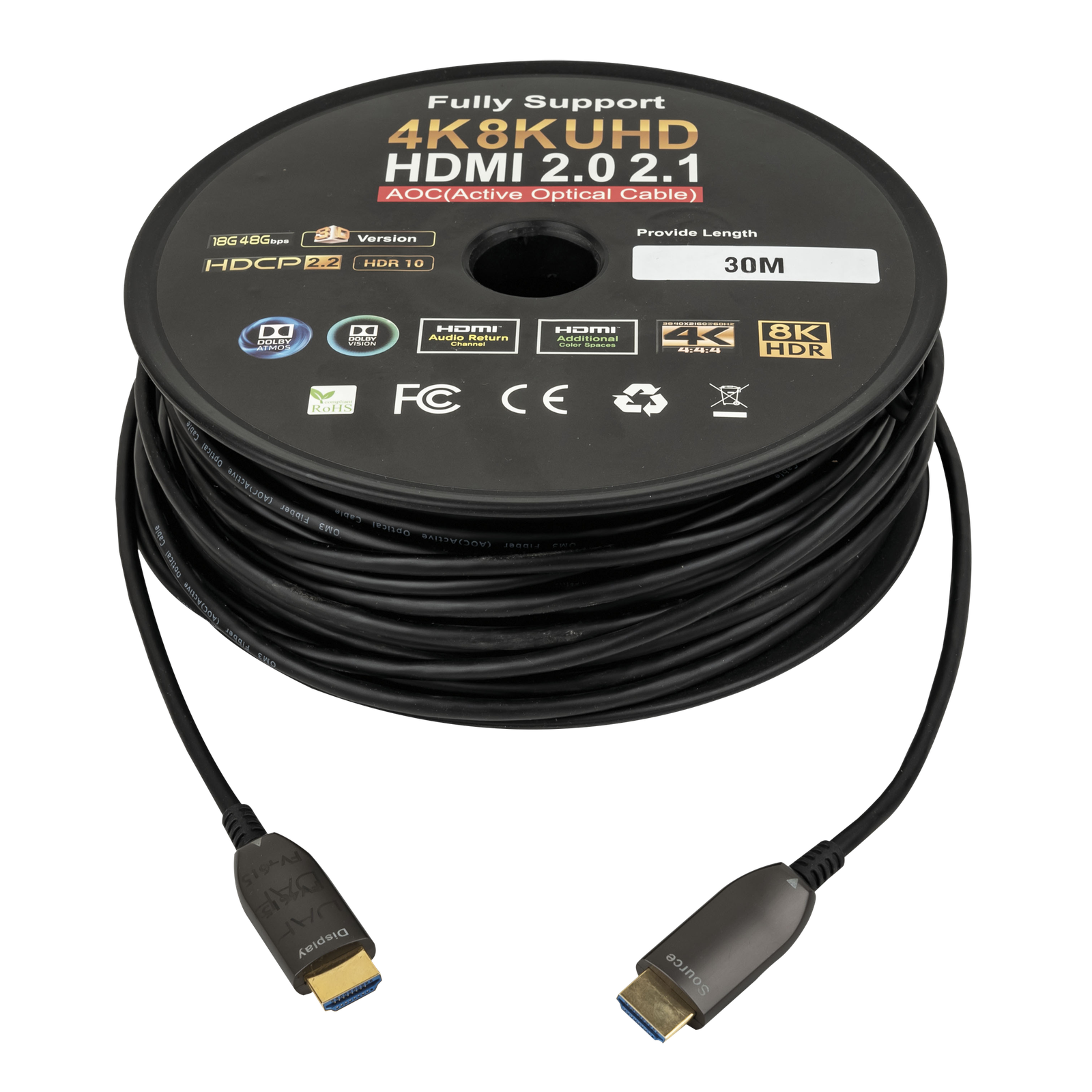 DAP HDMI 2.1 AOC 8K glasvezelkabel 30 m verguld AV-kabels J&H licht en geluid DAP HDMI 2.1 AOC 8K glasvezelkabel 30 m verguld AV-kabels J&H licht en geluid