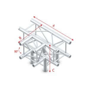 MILOS QLUU40 Pro-30 Square G T-kruis 90° hoek met down, 50 cm zilver