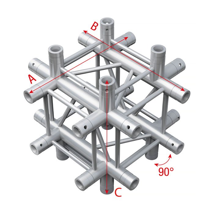 MILOS PRO-30 Square G 6-weg kruishoek 90° 50 cm zilver Podium en rigging J&H licht en geluid MILOS PRO-30 Square G 6-weg kruishoek 90° 50 cm zilver Podium en rigging J&H licht en geluid