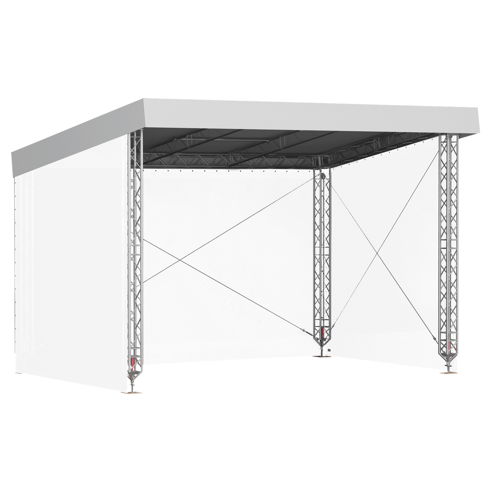 Milos MR0 schuin daksysteem met luifel 6 x 4 m Podium en rigging J&H licht en geluid Milos MR0 schuin daksysteem met luifel 6 x 4 m Podium en rigging J&H licht en geluid