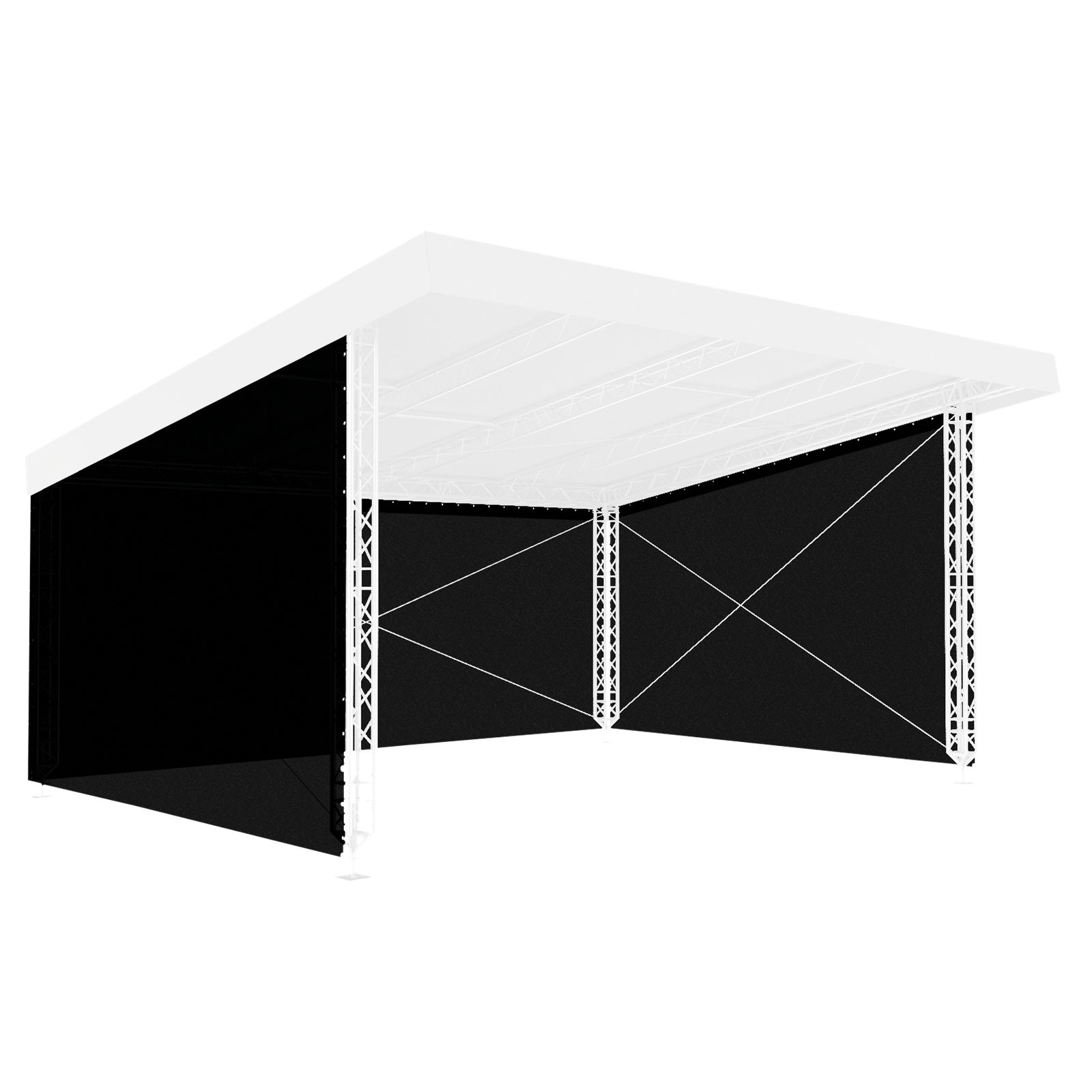 MILOS zijnetten en achternet voor MR0 schuin daksysteem 8 x 6 m Podium en rigging J&H licht en geluid MILOS zijnetten en achternet voor MR0 schuin daksysteem 8 x 6 m Podium en rigging J&H licht en geluid