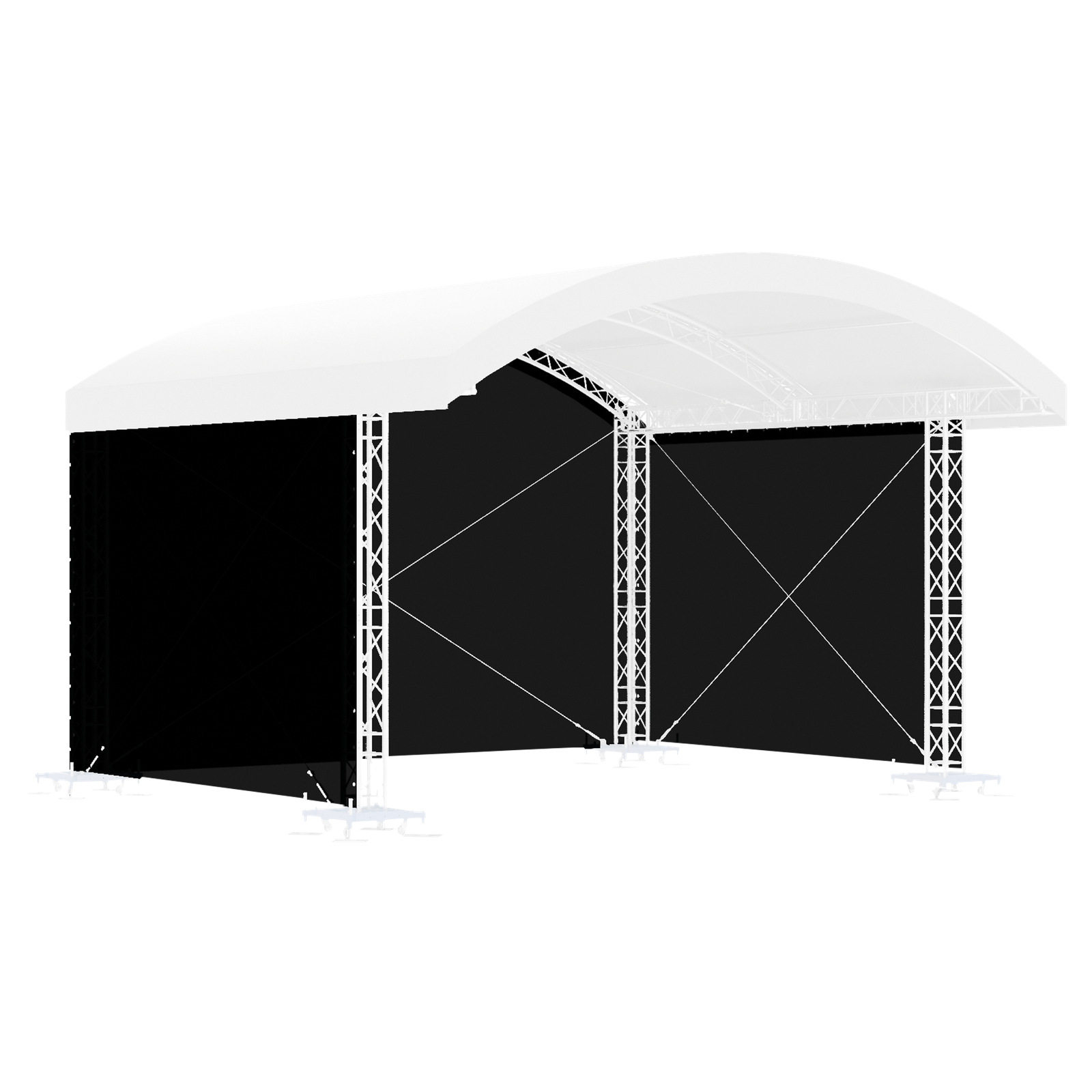 MILOS zij- en achternetten voor MR1-boogdak 6 x 4 m Podium en rigging J&H licht en geluid MILOS zij- en achternetten voor MR1-boogdak 6 x 4 m Podium en rigging J&H licht en geluid