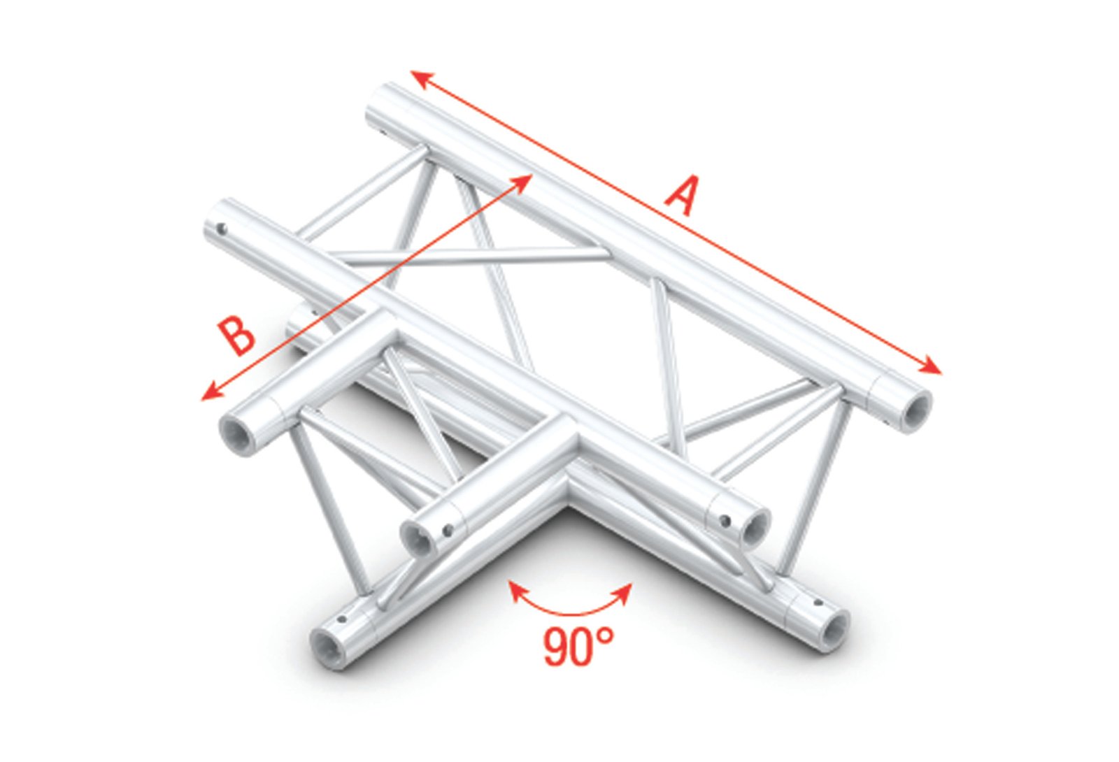 MILOS PRO-30 P 3-weg horizontaal 90° hoekdeel 500 mm zilver Podium en rigging J&H licht en geluid MILOS PRO-30 P 3-weg horizontaal 90° hoekdeel 500 mm zilver Podium en rigging J&H licht en geluid
