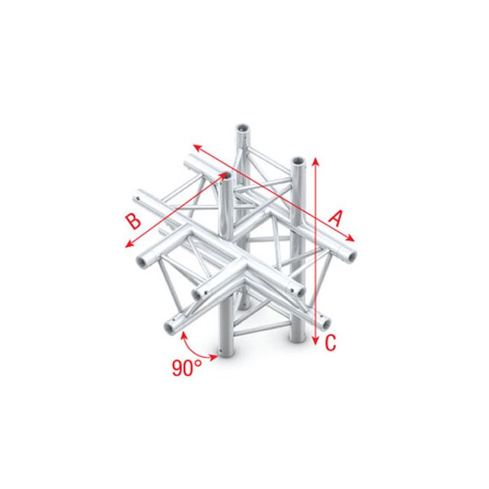 MILOS Pro-30 Triangle P 5-weg T-kruis 90° hoek zilver 50 cm Podium en rigging J&H licht en geluid MILOS Pro-30 Triangle P 5-weg T-kruis 90° hoek zilver 50 cm Podium en rigging J&H licht en geluid