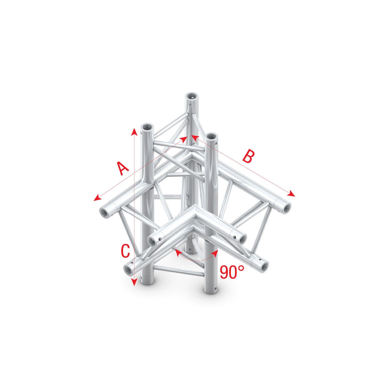 MILOS Pro-30 Triangle P 5-weg T-kruis 90° hoek zilver 50 cm Podium en rigging J&H licht en geluid 2 MILOS Pro-30 Triangle P 5-weg T-kruis 90° hoek zilver 50 cm Podium en rigging J&H licht en geluid 2