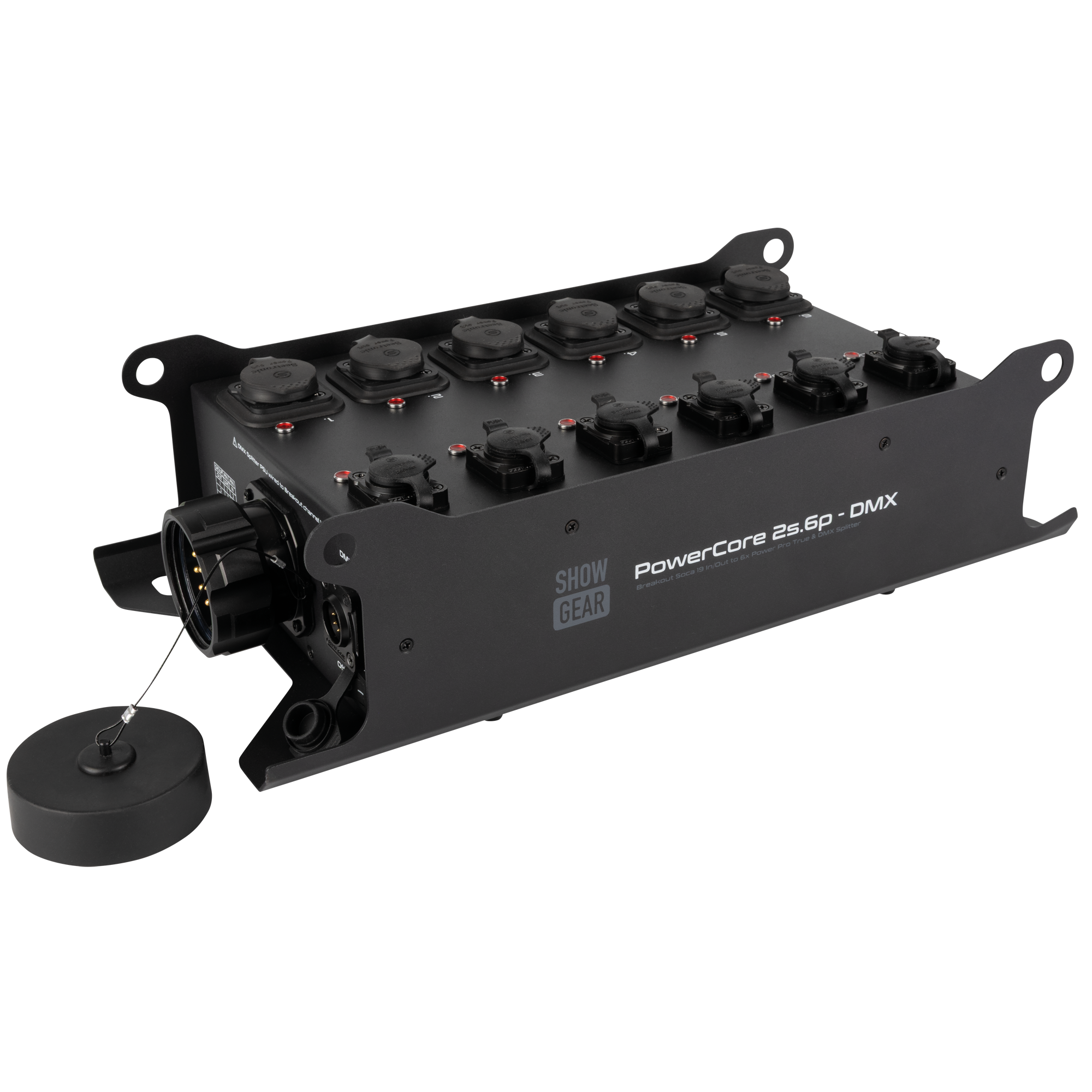 Showgear PowerCore 2s.6p DMX breakout met Multipin S19, 6x Power Pro True en 5-polige DMX-splitter Breakoutboxes J&H licht en geluid Showgear PowerCore 2s.6p DMX breakout met Multipin S19, 6x Power Pro True en 5-polige DMX-splitter Breakoutboxes J&H licht en geluid