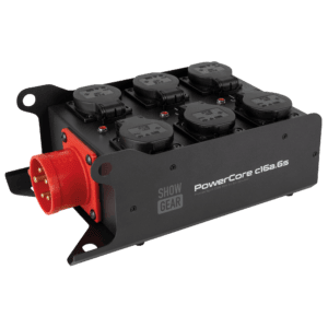 Showgear PowerCore C16A.6S stroomverdeler 1x CEE 16A 5-polig naar 6x Schuko