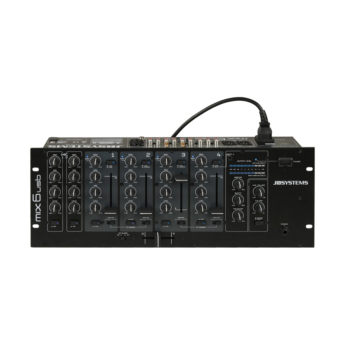 JB SYSTEMS MIX6usb 19 inch DJ mixer, 8 ingangen over 4 kanalen en USB DJ-mixers J&H licht en geluid JB SYSTEMS MIX6usb 19 inch DJ mixer, 8 ingangen over 4 kanalen en USB DJ-mixers J&H licht en geluid