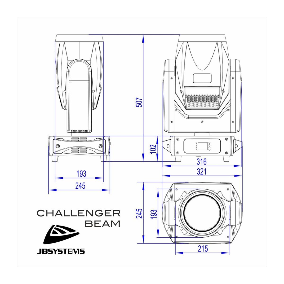 JB SYSTEMS CHALLENGER BEAM moving beam, 200W LED en 2,8° bundel Moving Lights Beam J&H licht en geluid 16 JB SYSTEMS CHALLENGER BEAM moving beam, 200W LED en 2,8° bundel Moving Lights Beam J&H licht en geluid 16