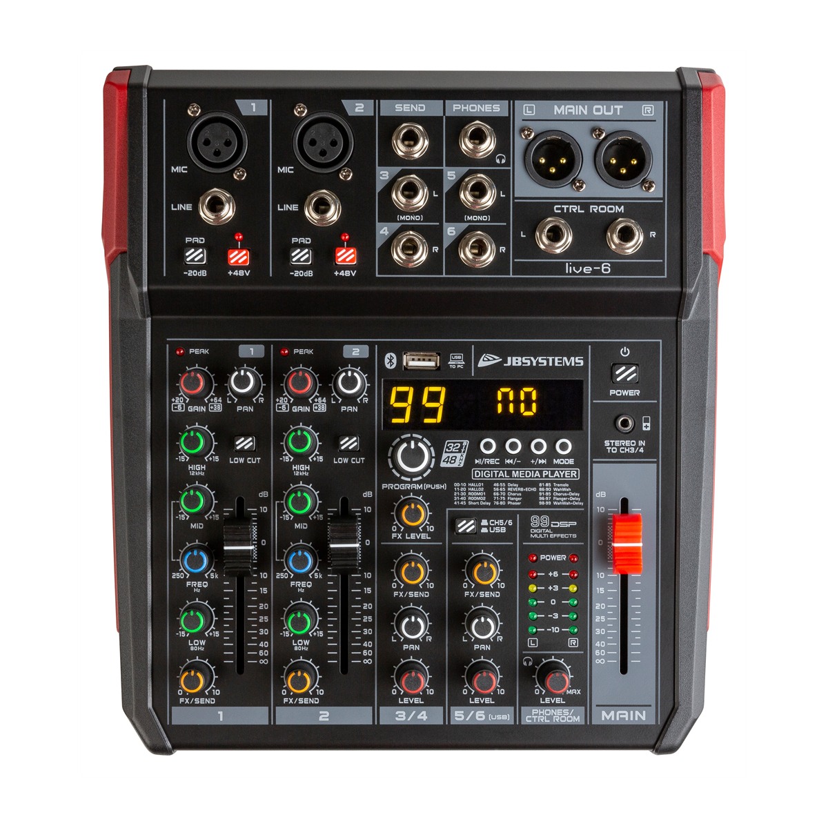 JB SYSTEMS LIVE-6 PA mixer, 6 ingangen op 4 kanalen Live mixers J&H licht en geluid JB SYSTEMS LIVE-6 PA mixer, 6 ingangen op 4 kanalen Live mixers J&H licht en geluid