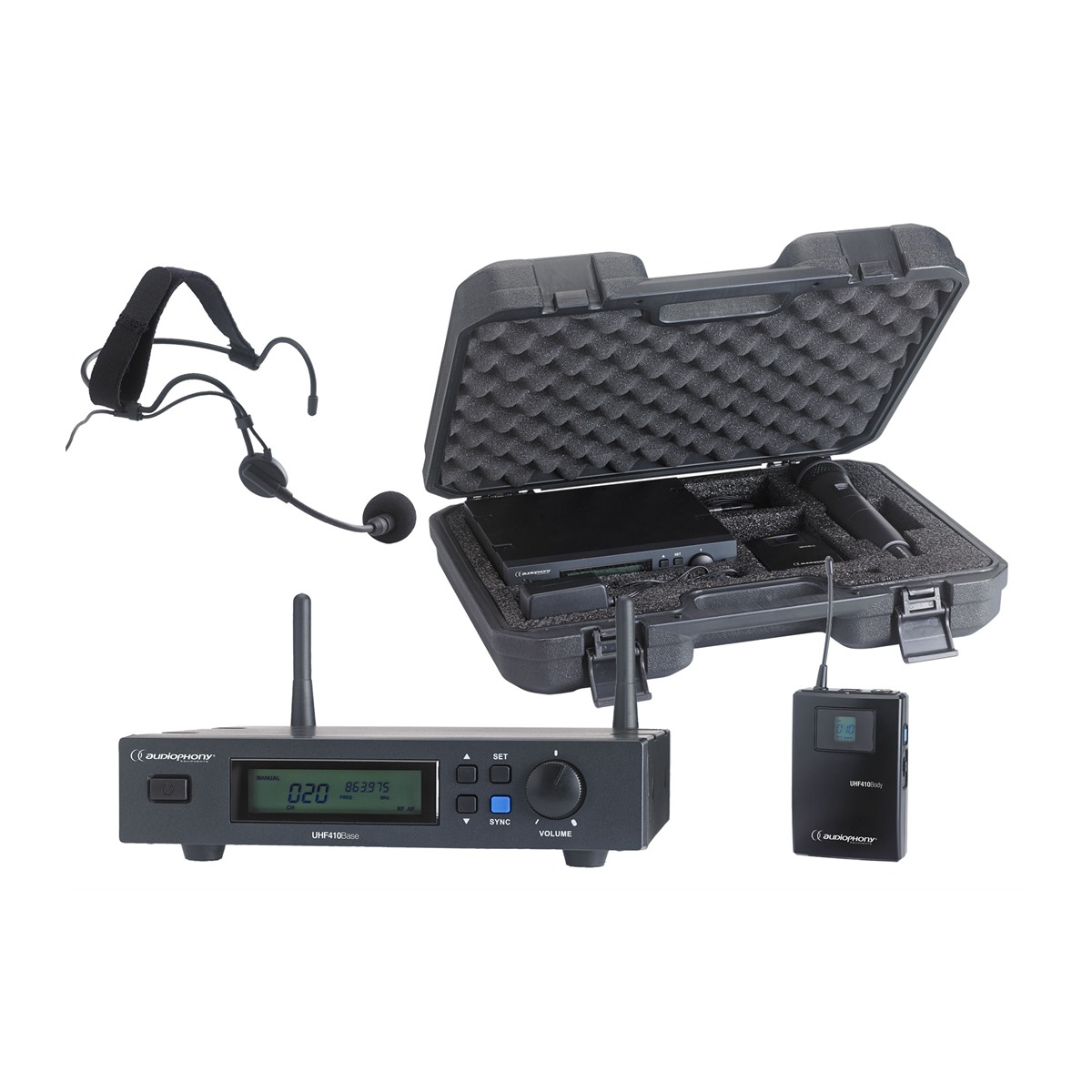 AUDIOPHONY PACK-UHF410-Head-F8 draadloze headsetset, UHF True Diversity 800MHz met transportkoffer Draadloze microfoons J&H licht en geluid AUDIOPHONY PACK-UHF410-Head-F8 draadloze headsetset, UHF True Diversity 800MHz met transportkoffer Draadloze microfoons J&H licht en geluid