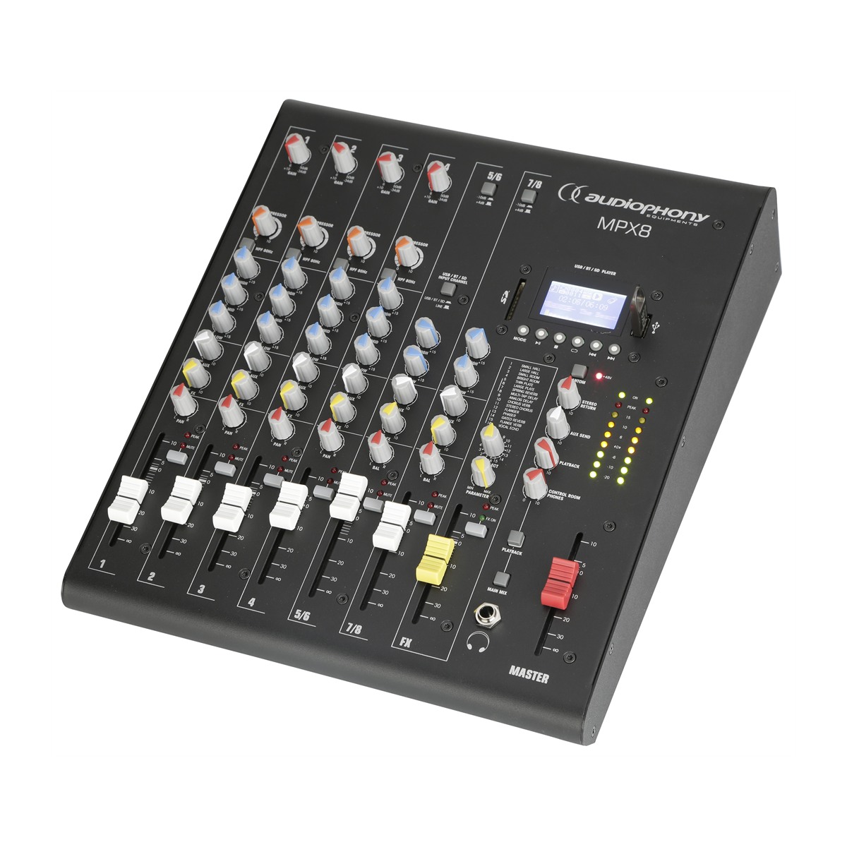 AUDIOPHONY MPX8 PA mixer, 8 kanalen met compressie en USB/SD/Bluetooth-speler Live mixers J&H licht en geluid 3 AUDIOPHONY MPX8 PA mixer, 8 kanalen met compressie en USB/SD/Bluetooth-speler Live mixers J&H licht en geluid 3