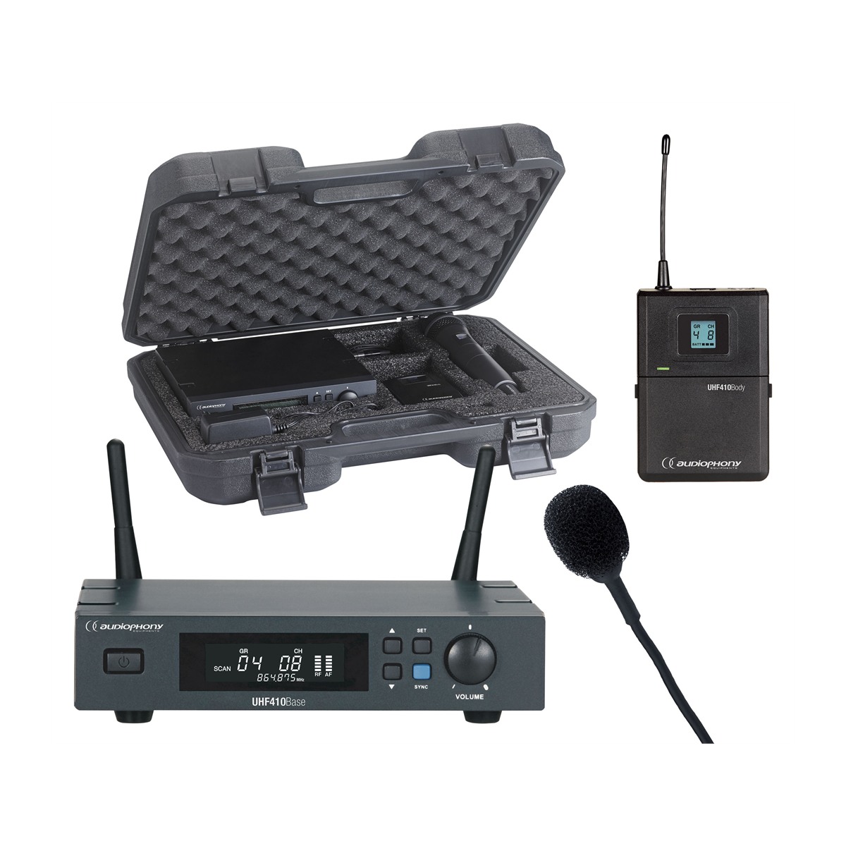 AUDIOPHONY PACK-UHF410-Lava-F5 draadloze lavalier microfoonset, UHF True Diversity 500MHz Draadloze microfoons J&H licht en geluid AUDIOPHONY PACK-UHF410-Lava-F5 draadloze lavalier microfoonset, UHF True Diversity 500MHz Draadloze microfoons J&H licht en geluid