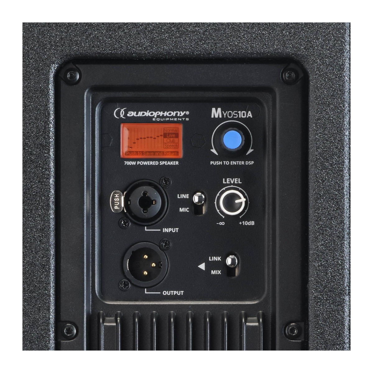 AUDIOPHONY Myos10A actieve 10″ speaker, 700W RMS met DSP en houten afwerking Actief J&H licht en geluid 5 AUDIOPHONY Myos10A actieve 10″ speaker, 700W RMS met DSP en houten afwerking Actief J&H licht en geluid 5