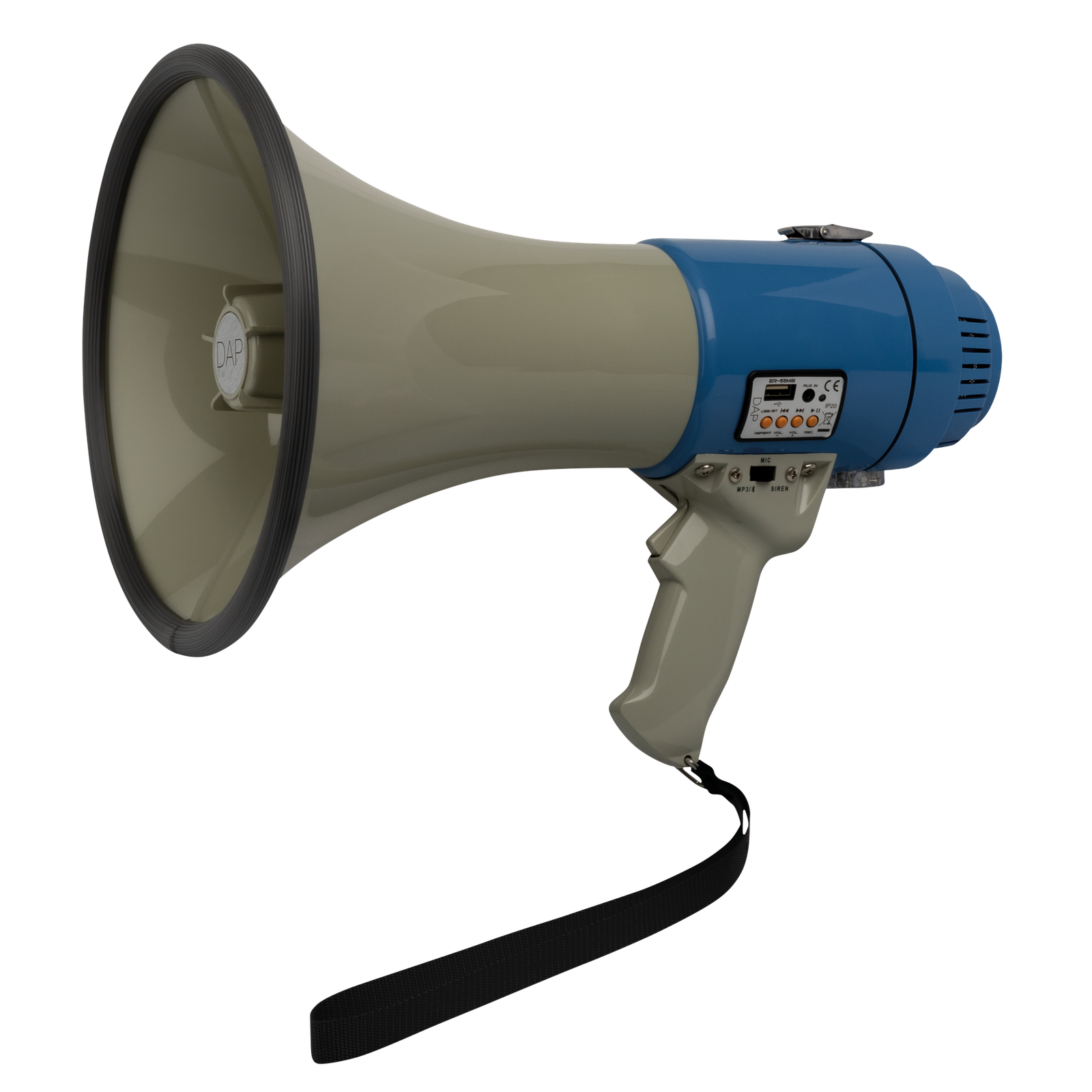 DAP ER-55MB 25 W megafoon met mediaspeler blauw/wit Megafoons J&H licht en geluid DAP ER-55MB 25 W megafoon met mediaspeler blauw/wit Megafoons J&H licht en geluid